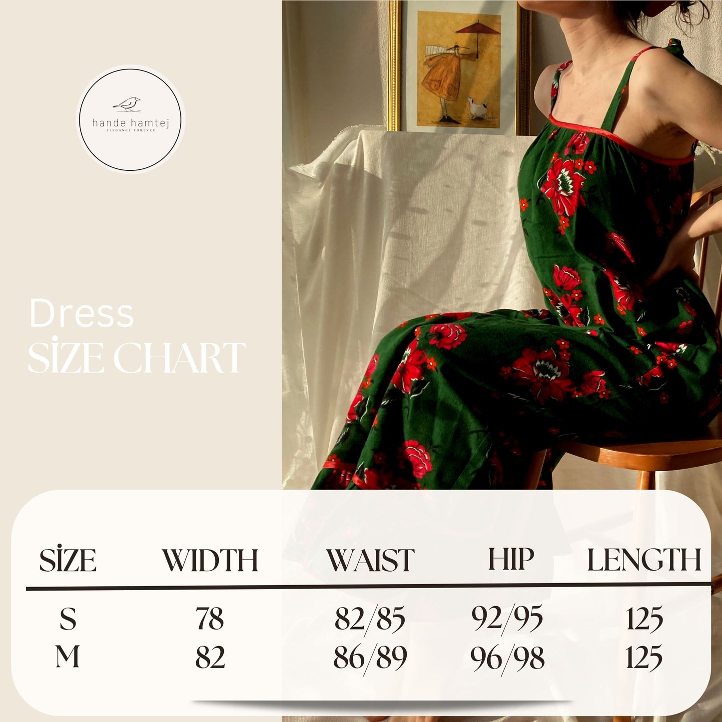 Green Bohemian Dress Size Chart