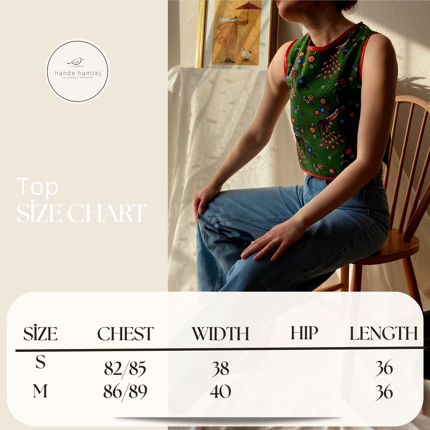Green Retro Top Size Chart