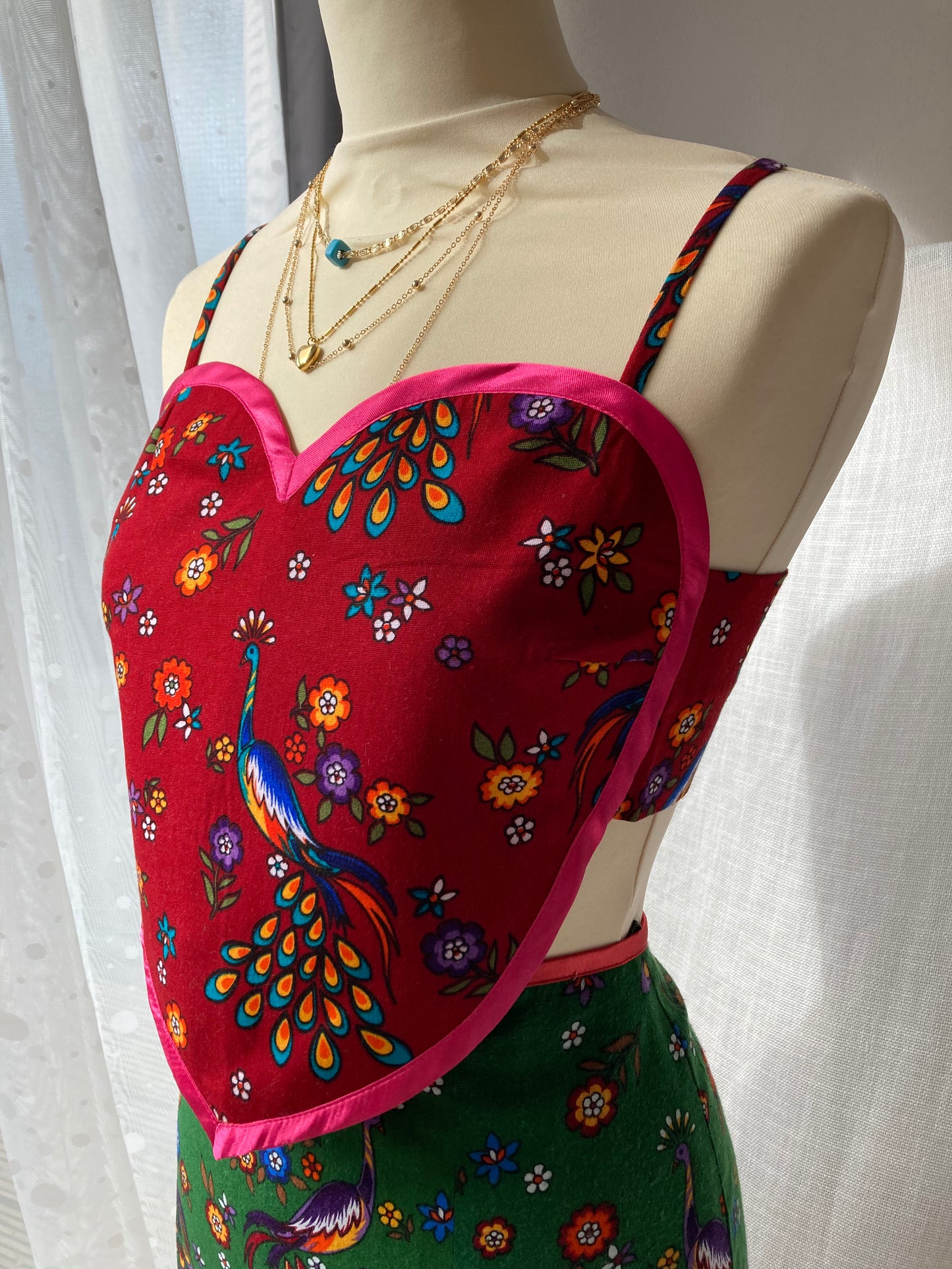 Red Heart Shaped Peacock Top