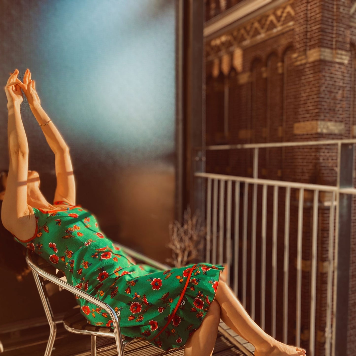 Light Green Floral Midi Dress