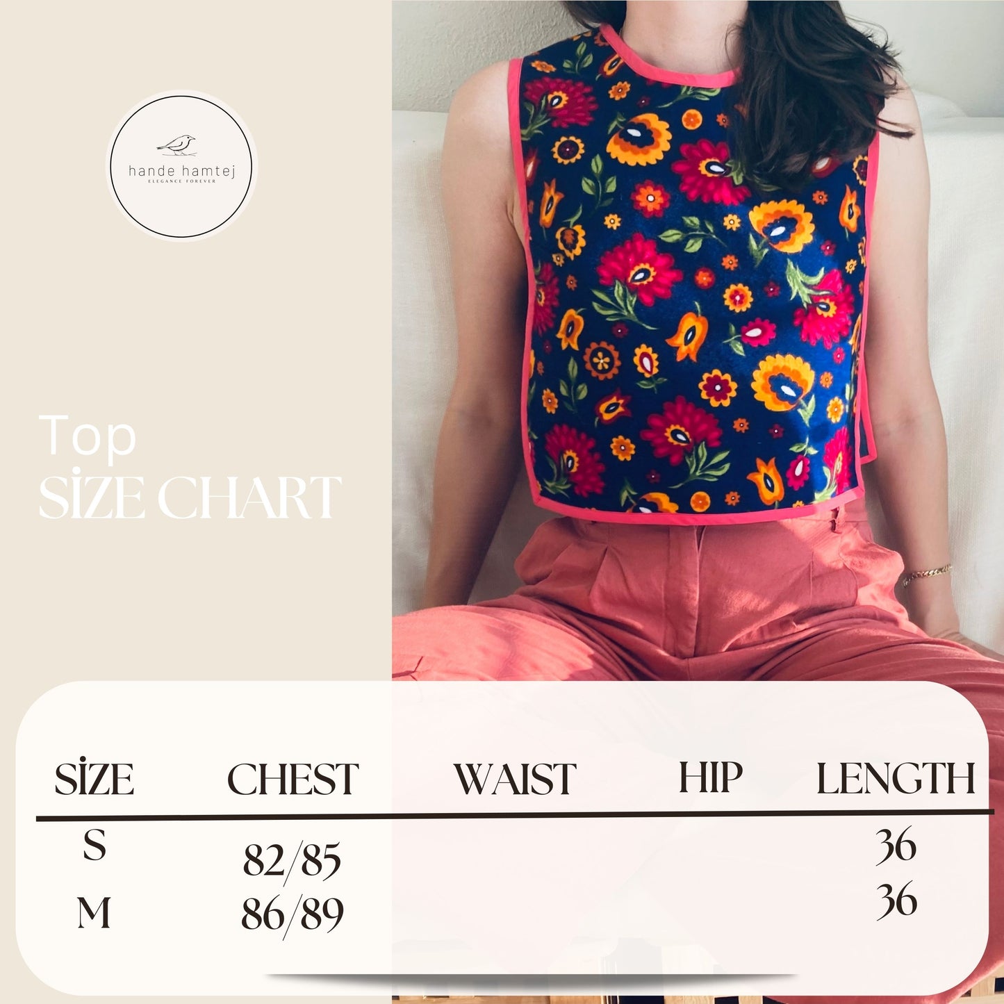 Navy Blue Top Size Chart