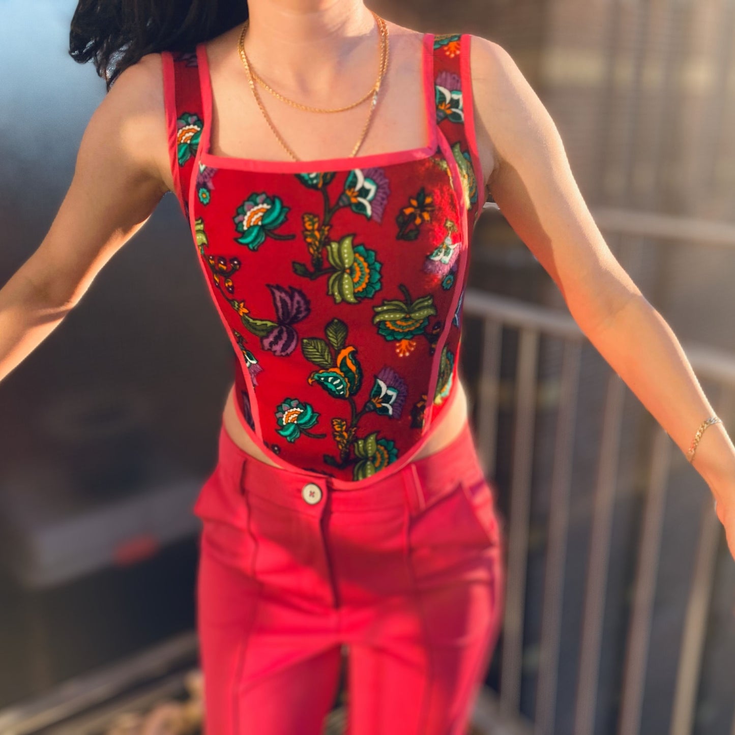 Red Floral Corset