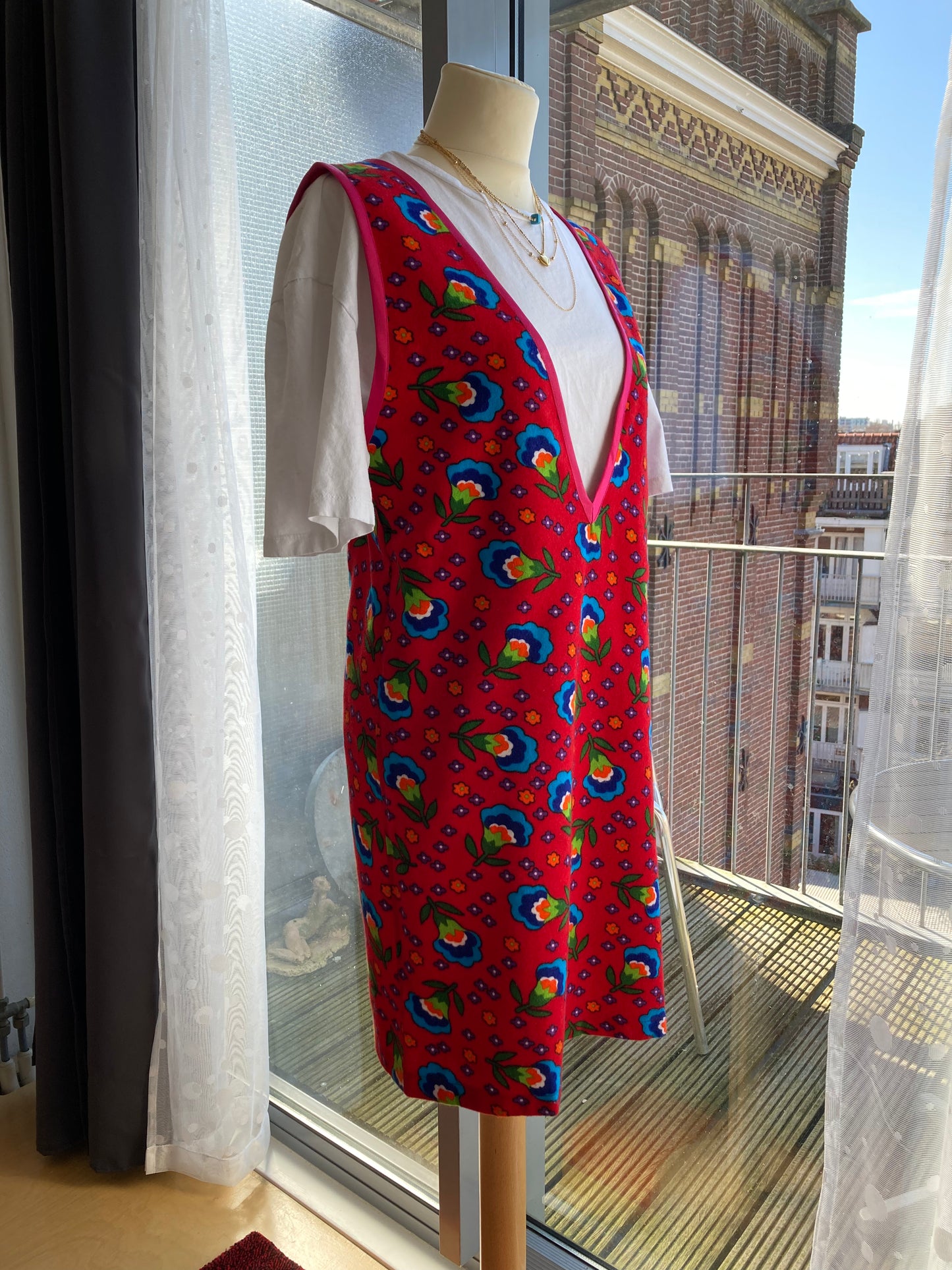 Red Salopette Mini Dress