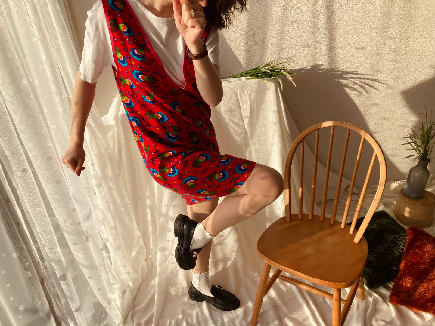 Retro Salopette Dress Red