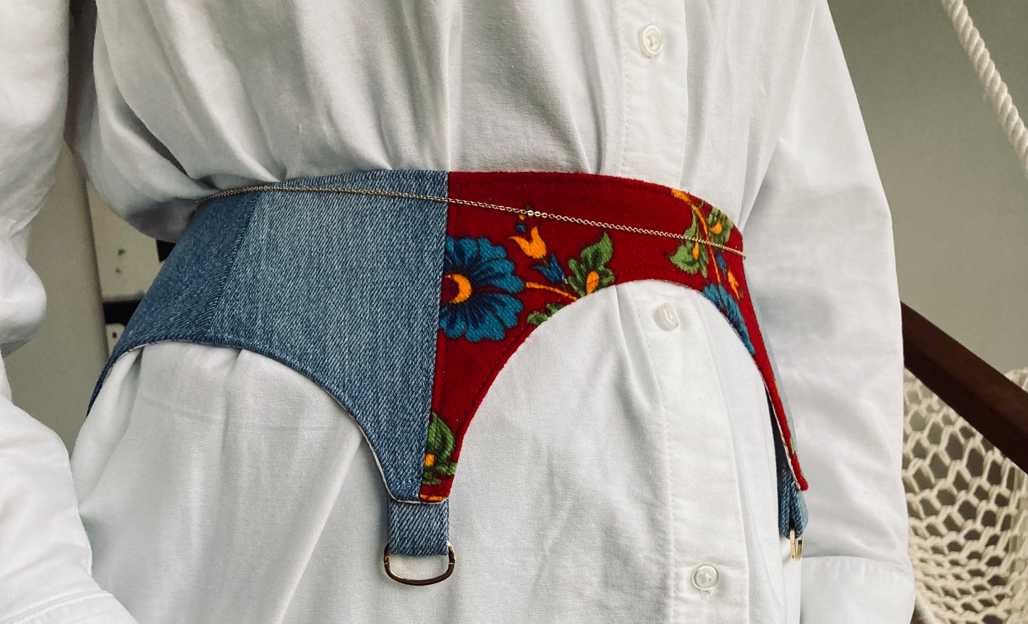 Upcycled Handcrafted Denim and Flannel Waist Belt