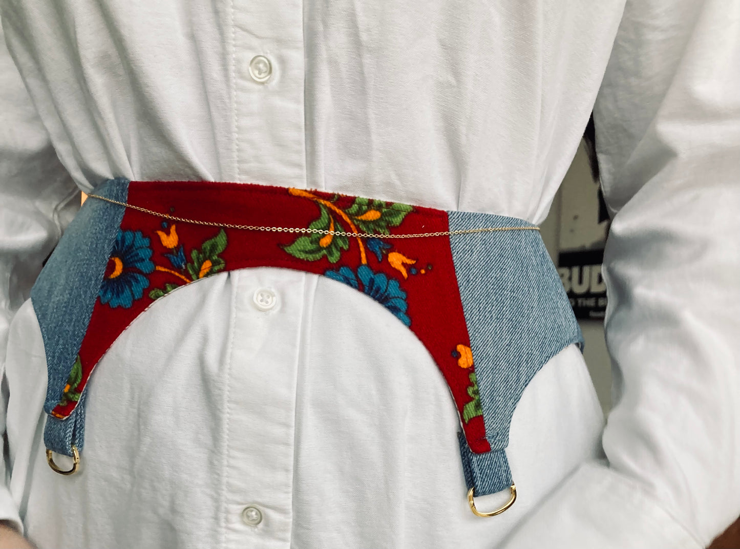 Upcycled Handcrafted Denim and Flannel Waist Belt