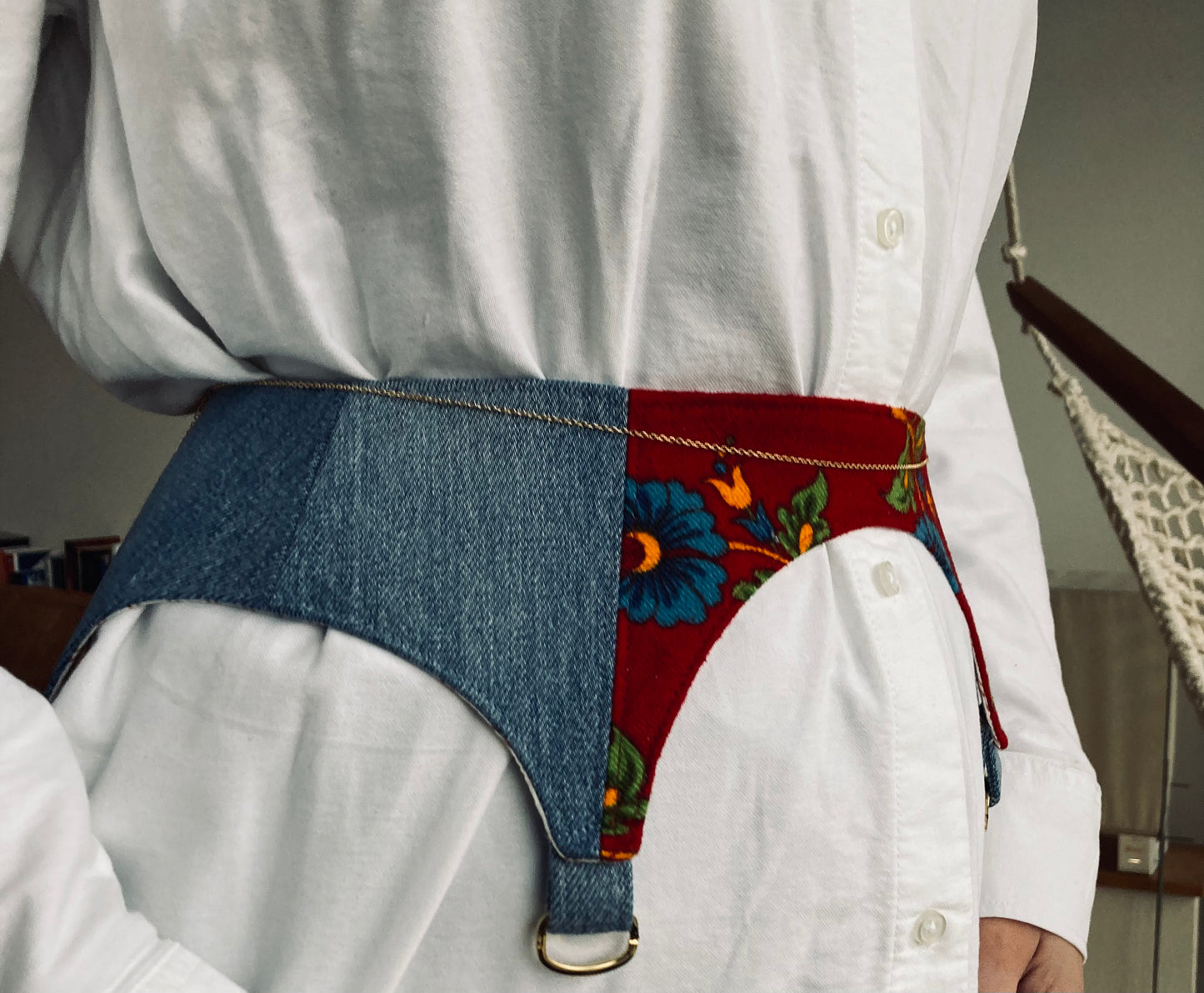 Upcycled Handcrafted Denim and Flannel Waist Belt