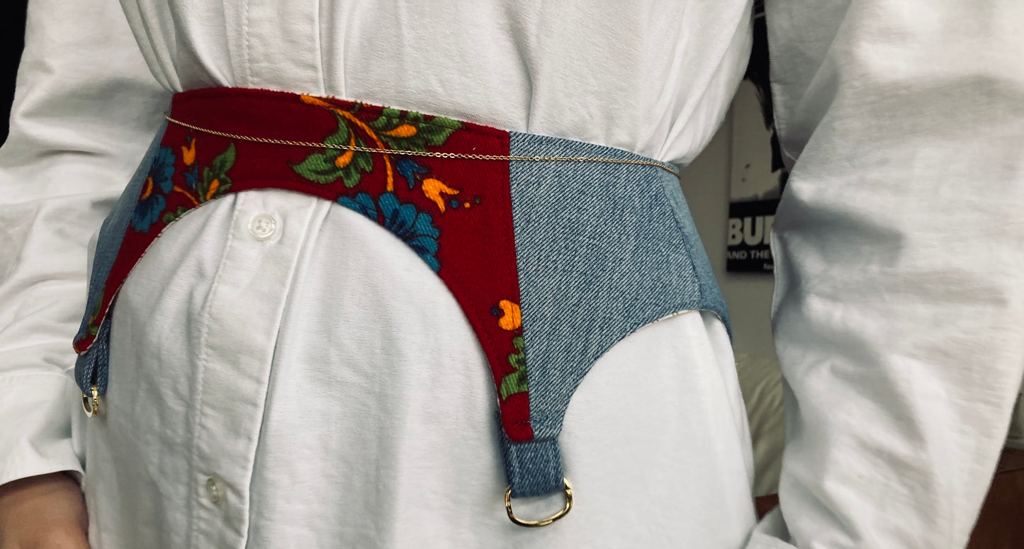 Upcycled Handcrafted Denim and Flannel Waist Belt