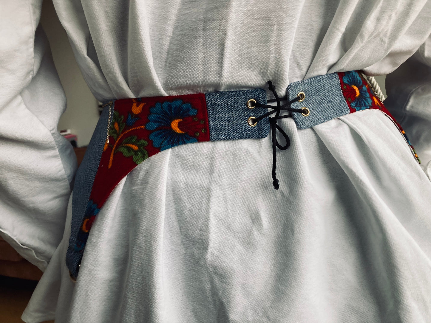 Upcycled Handcrafted Denim and Flannel Waist Belt