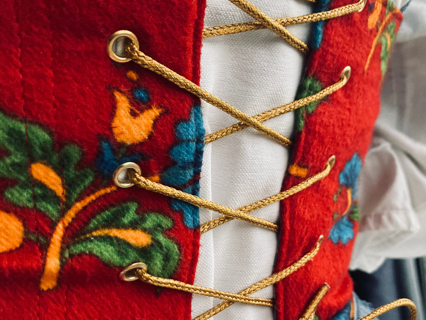 Upcycled Victorian Corset ; Turkish Pazen Fabric&Denim