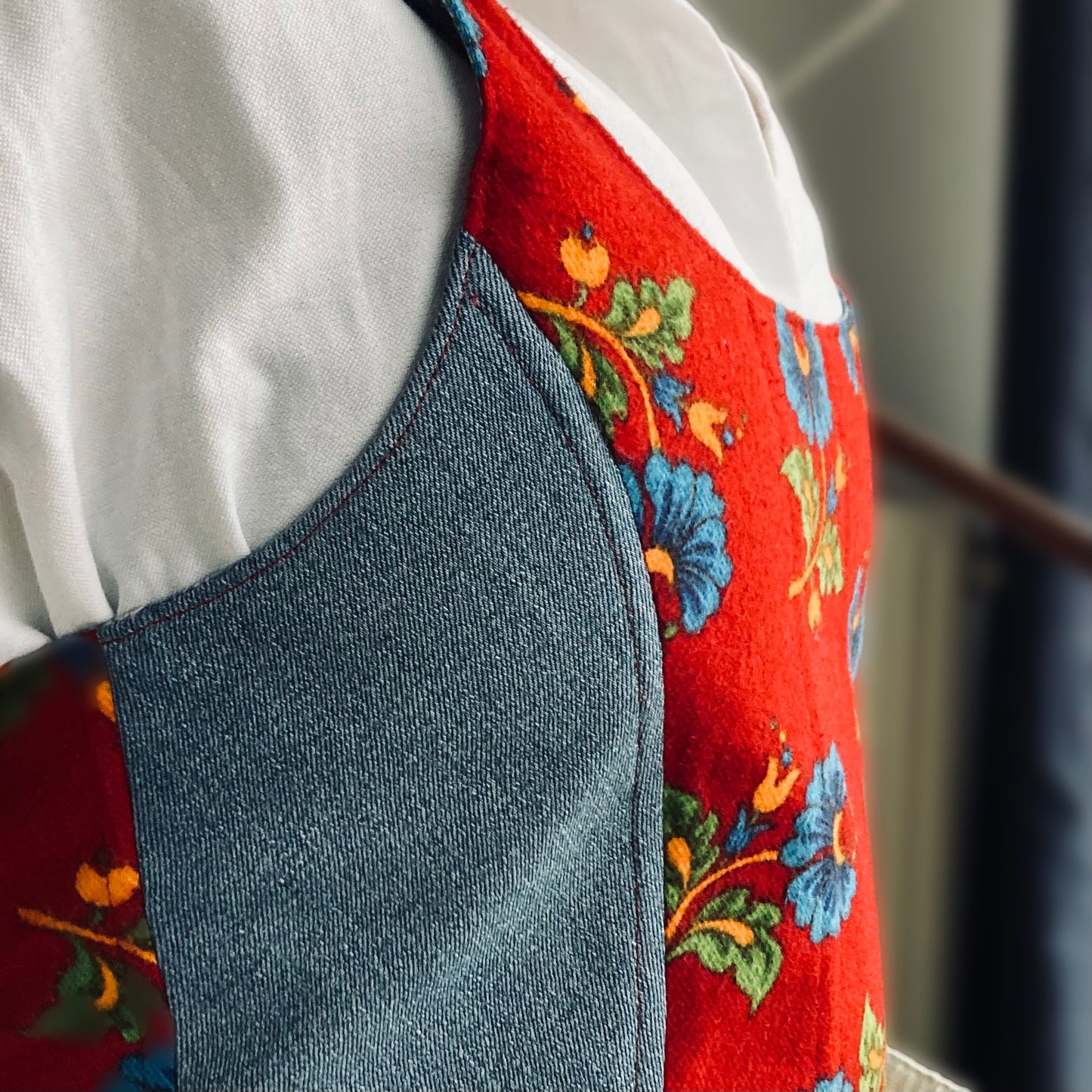 Upcycled Victorian Corset ; Turkish Pazen Fabric&Denim