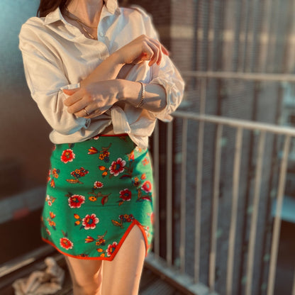 Light Green Retro Mini Skirt