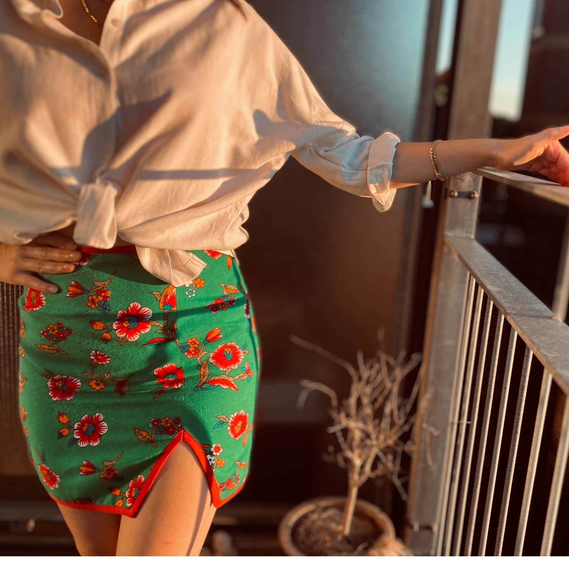 Green Retro Mini Skirt