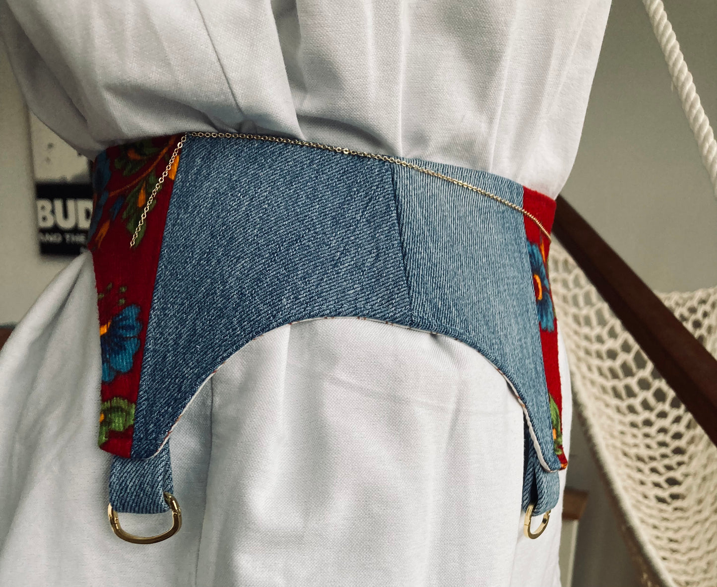 Upcycled Handcrafted Denim and Flannel Waist Belt